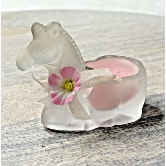 Vintage Frosted Glass Unicorn Votive Candle Holder ~ Trinket Dish~ Etc - Picture 1 of 5